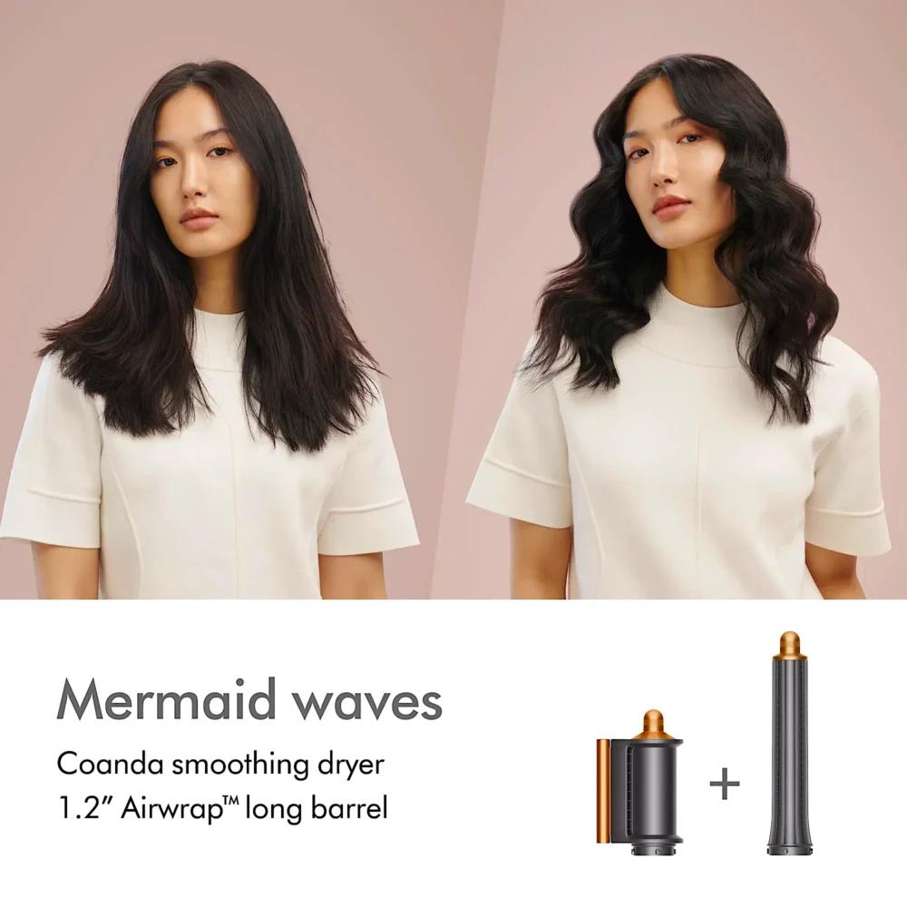 dyson airwrap complete long nickel copper mermaid waves