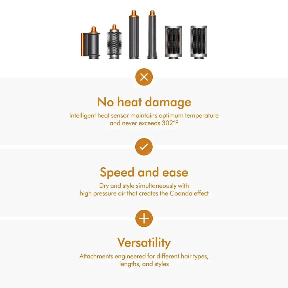 dyson airwrap complete long nickel copper no heat damage