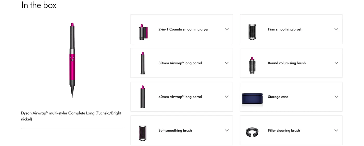 dyson airwrap multi-styler complete long fuchsia nickel included attachments