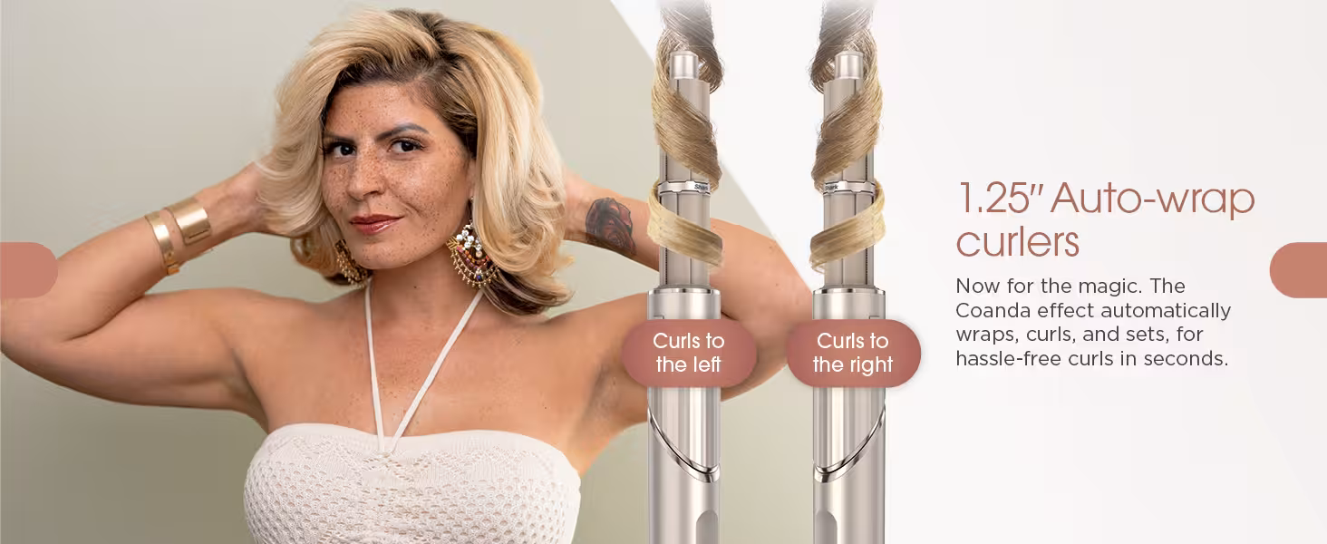Shark FlexStyle 1.25-inch auto-wrap curlers using Coanda effect for hassle-free curls
